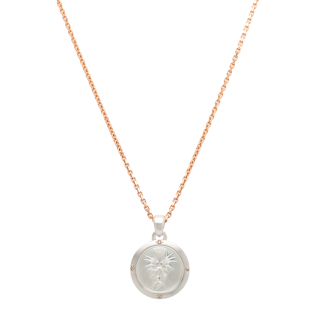 Engel & Drache Anhänger Sterling Silber mit cognac Brillanten