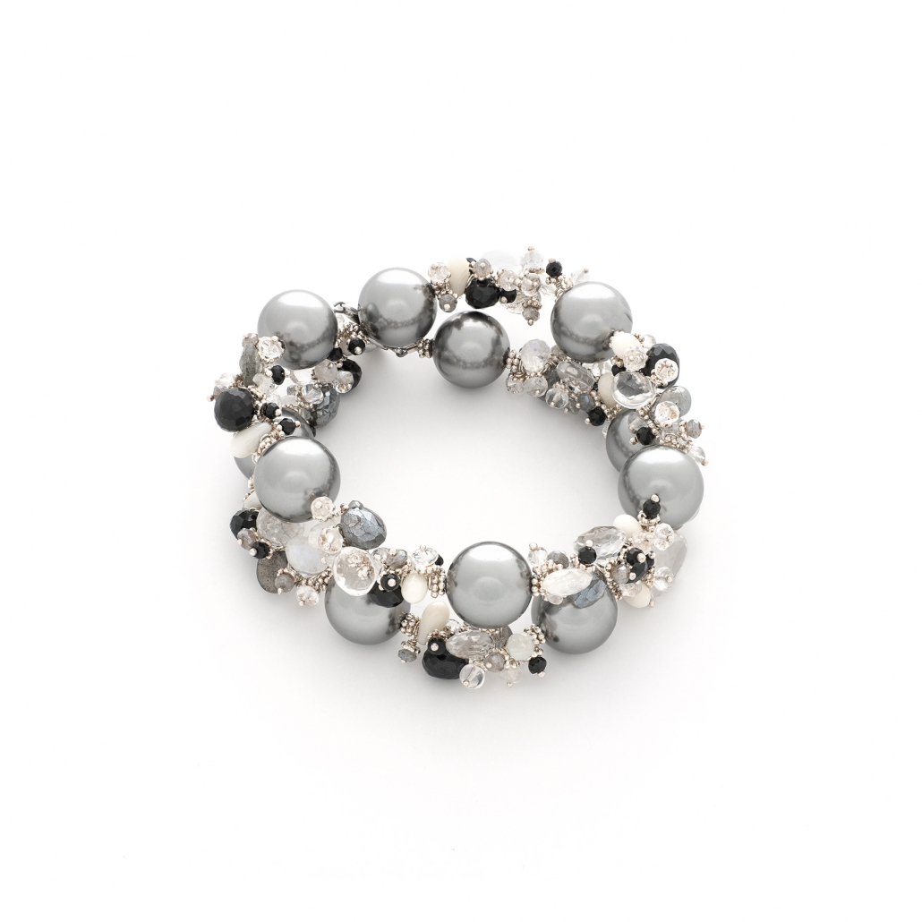 Armband Poesie Edelstein Grey Pearl Silber