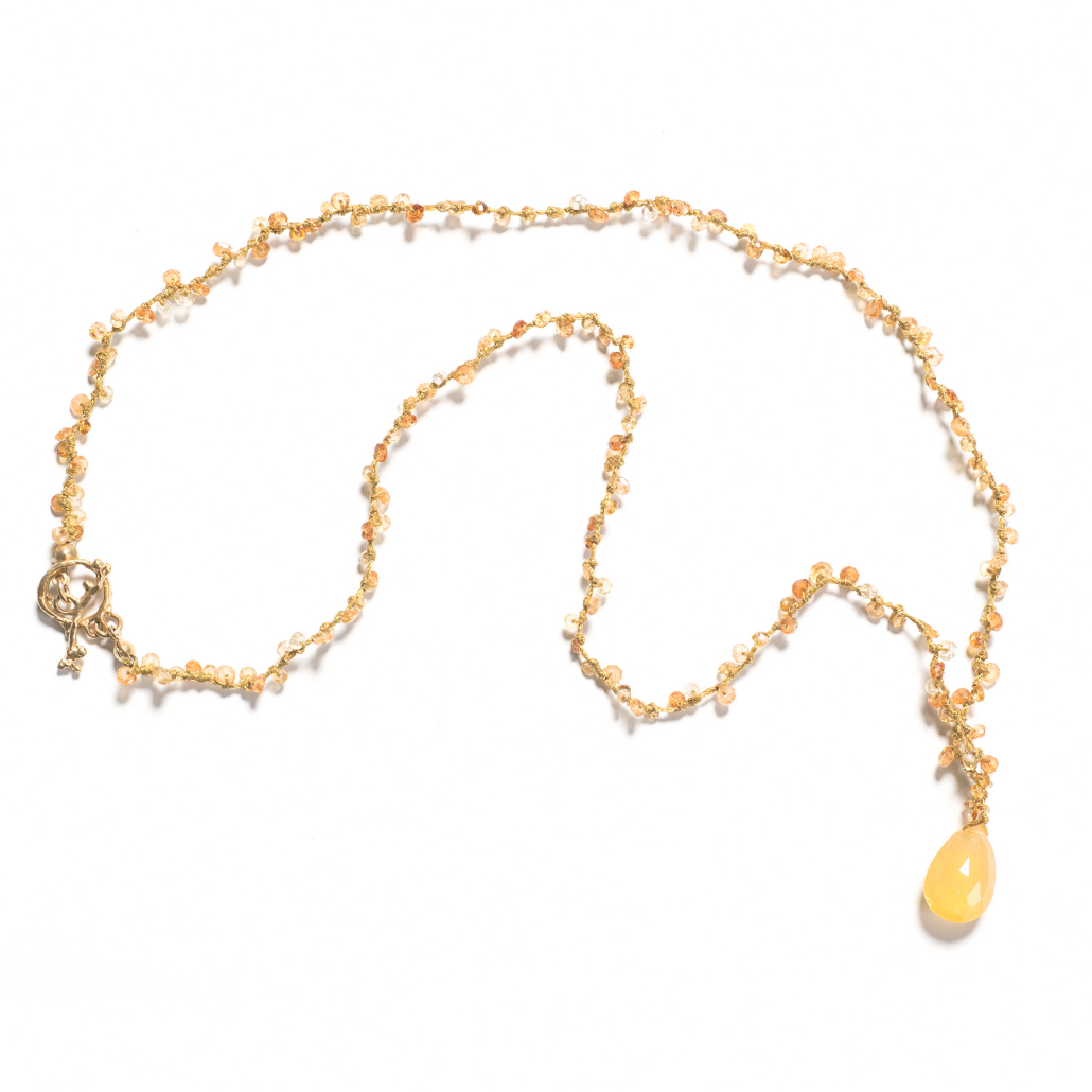 Edelstein Kette Poesie gelber Opal