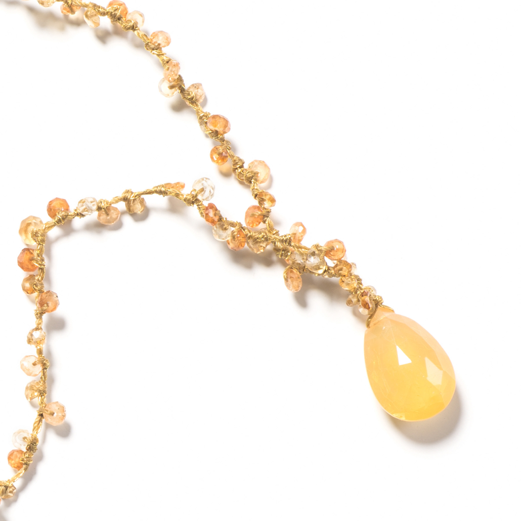 Edelstein Kette Poesie gelber Opal