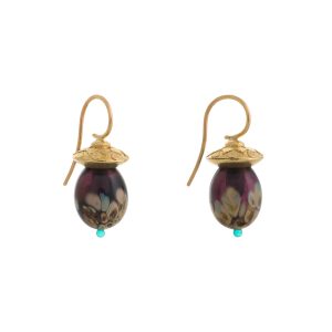Ohrringe Glassworks Aubergine mit Beige