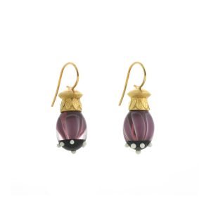 Ohrringe Glassworks Aubergine mit Weiß