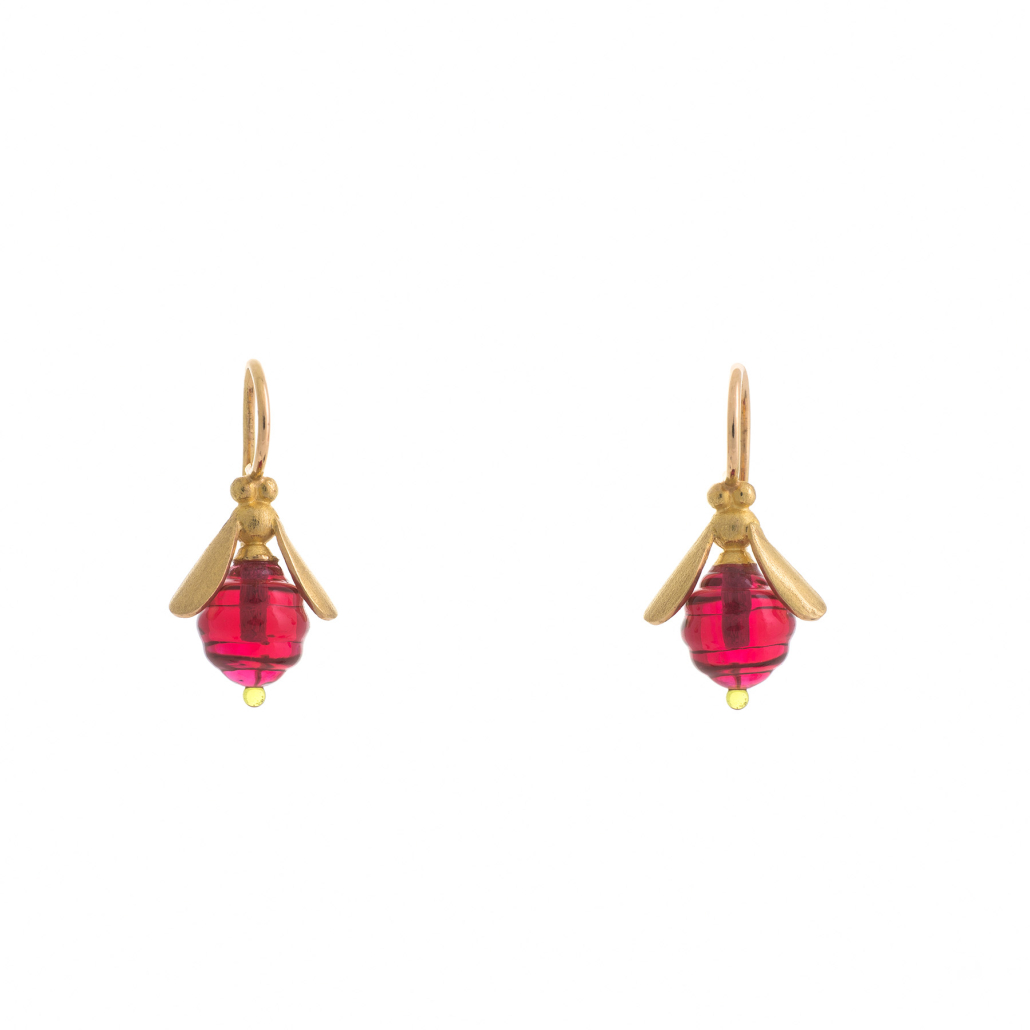 Ohrringe Glassworks Biene rot
