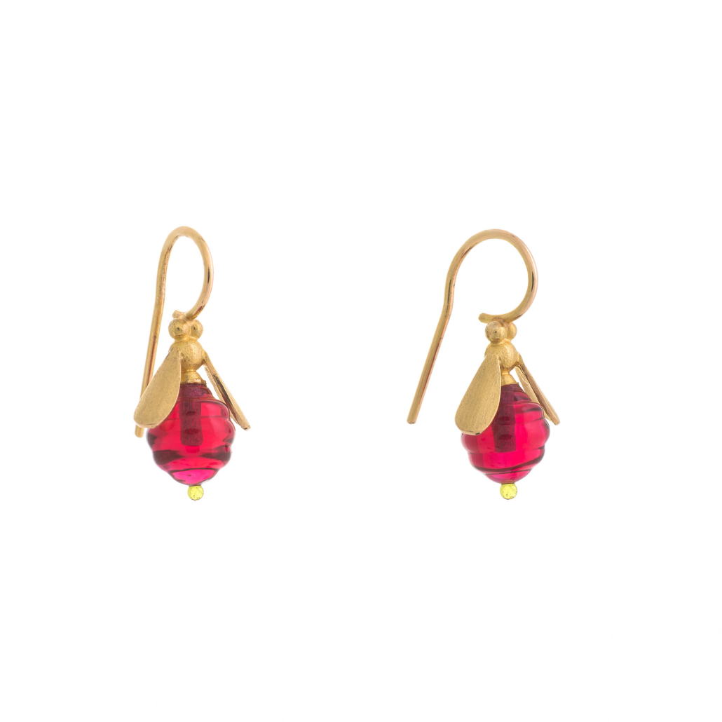 Ohrringe Glassworks Biene rot