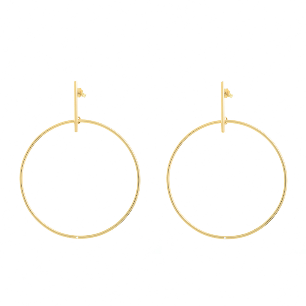 Ohrringe Woop groß Gelbgold mit Brillanten