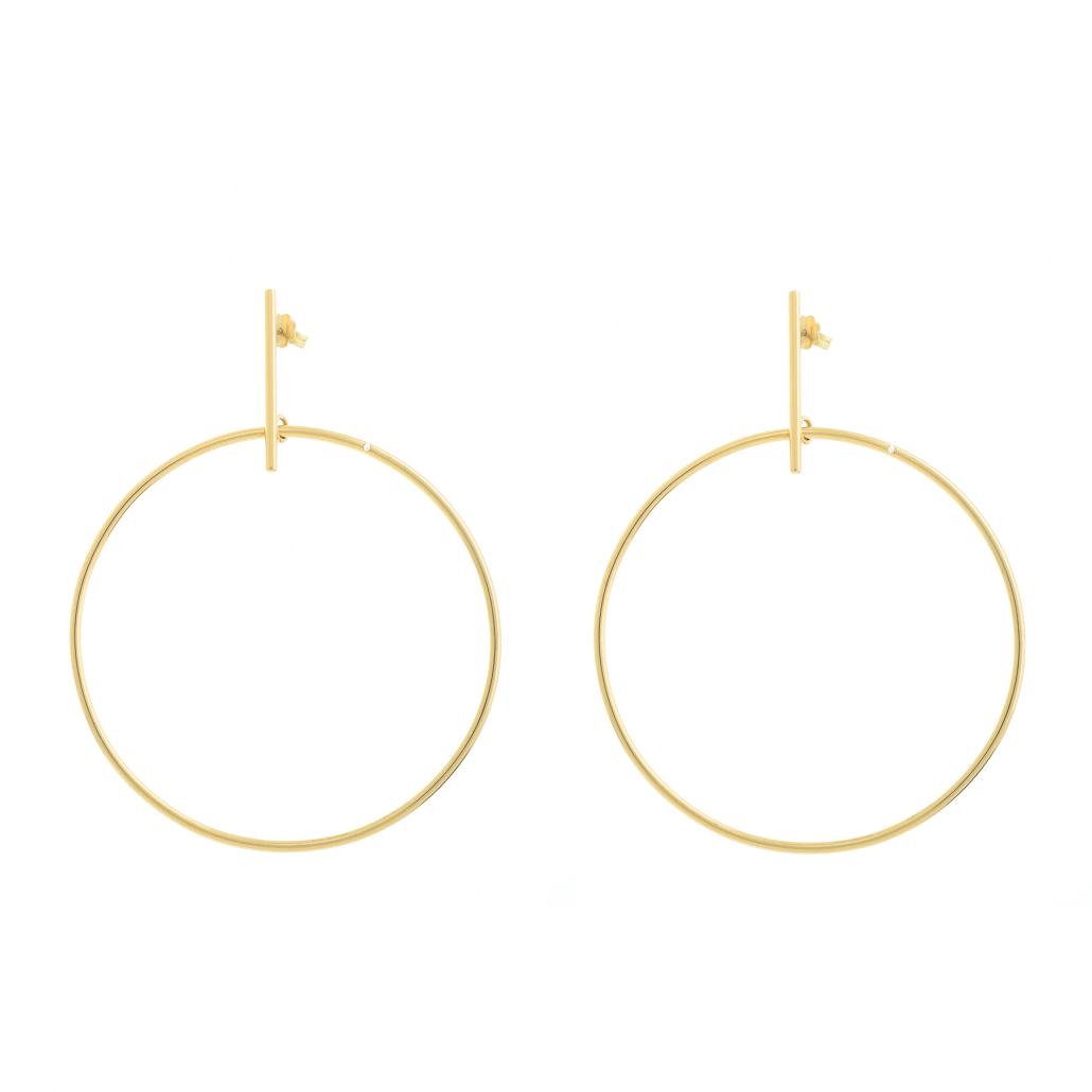 Ohrringe Woop groß Gelbgold mit Brillanten