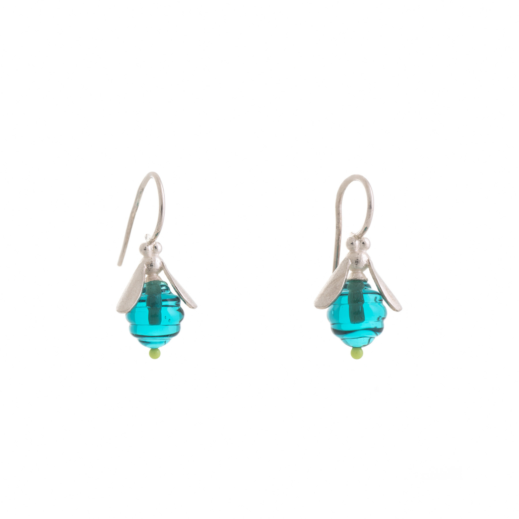 Ohrringe Glassworks Biene blau