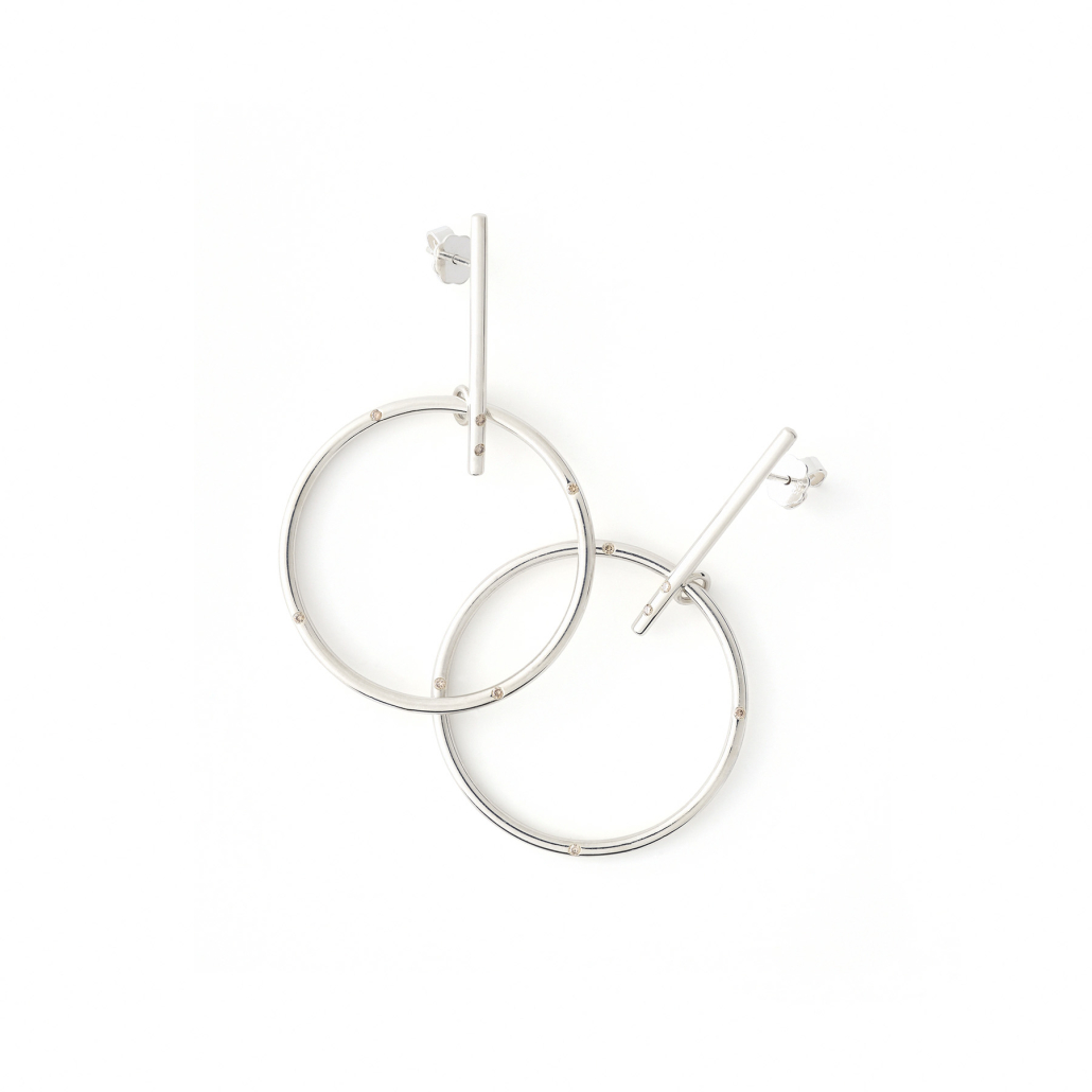 Ohrringe Woop klein mit 12 zimt Brillanten Sterling Silber