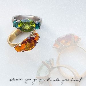 750 Gelbgold Tansanit 3,33ct & 2 Tansanit 1,015ct